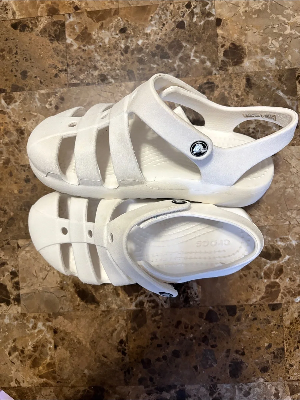 CROCS Kids' White Fisherman-Style Sandals